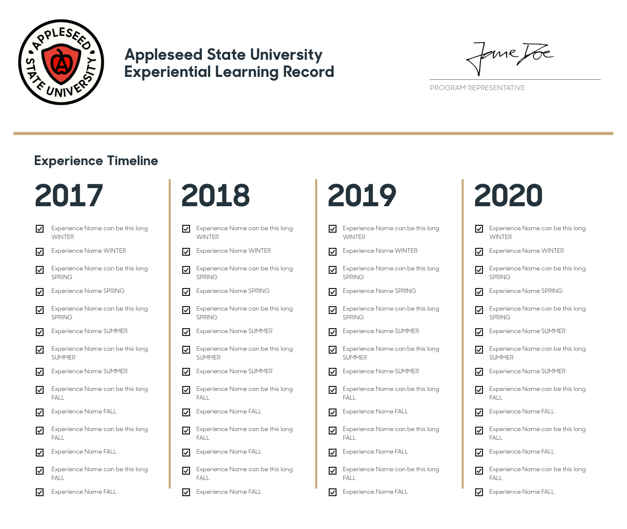 02_Suitable_ Experiential Learning Record_Timeline